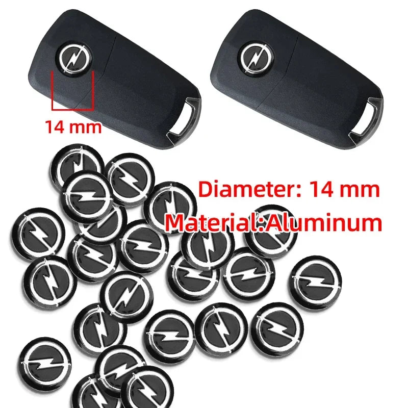 New metal 14mm Opel Car Remote Key Fob Emblem Badge Radio button Sticker Replacement for Astra Mokka Insignia Zafira Corsa Tigra