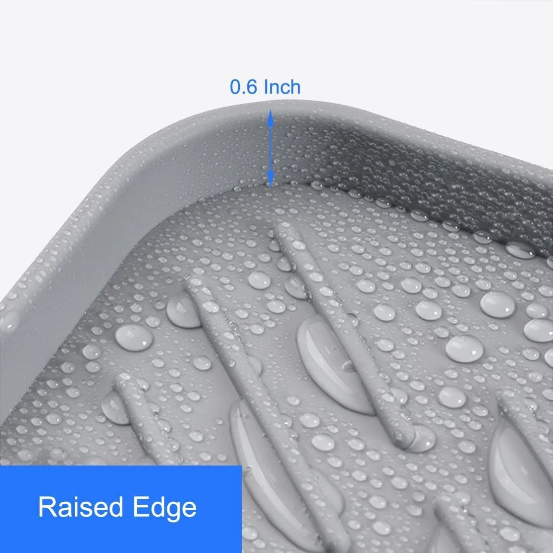 Silicone Sponge Holder with Drain Spout Kitchen Sink Sponge Tray Rubber Soap Dish for Shower Grey 9.5 X 5.9 Inch