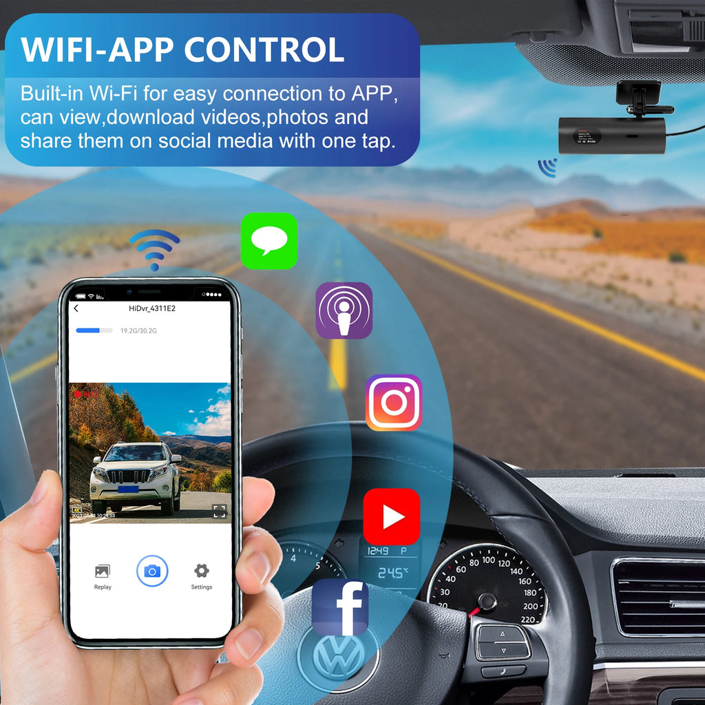 Dashcam for Car Black Box Driving Video Recorders 4K WiFi Mini Front Camera Dash Cam 24H Parking Monitor Car Recording Camera