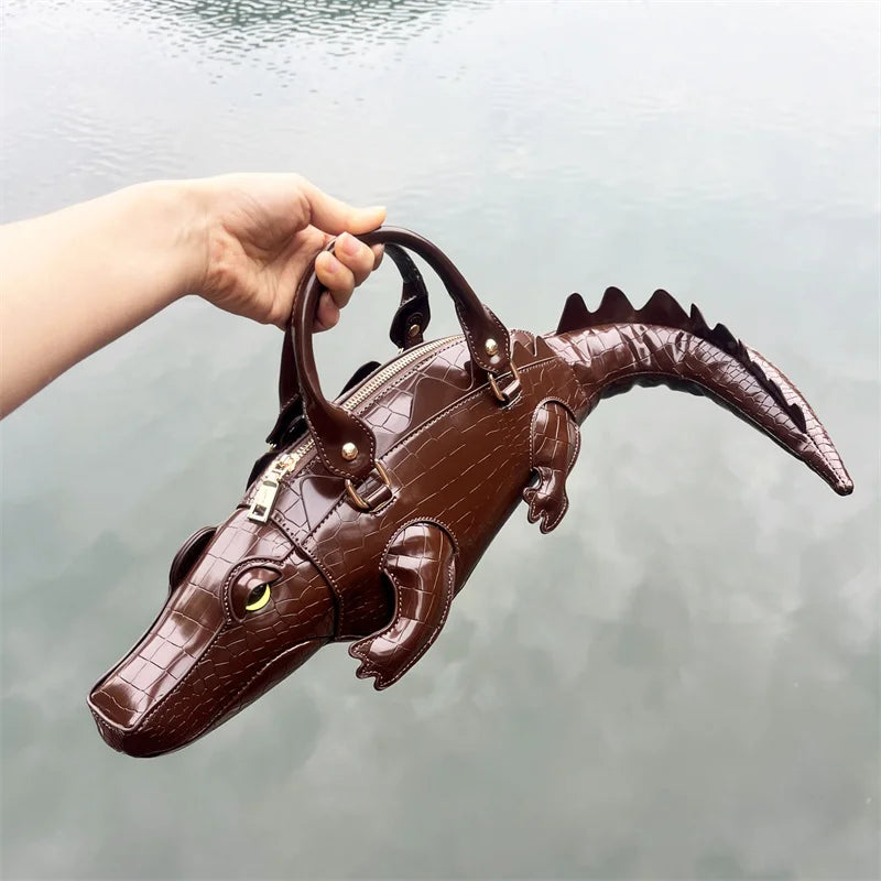 New Trendy Crocodile Shape Handbag for Women, Europe and America Fashion Tote Designer Female Casual Shoulder Crossbody Bag Ins