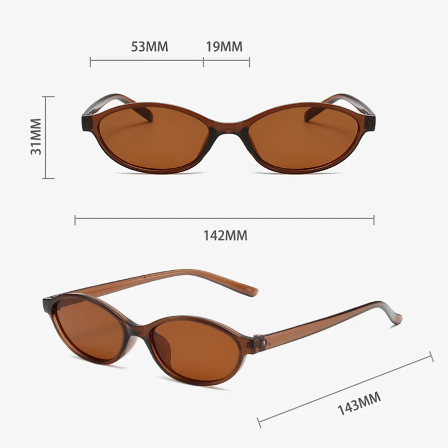 Retro Oval Frame Sunglasses Fashion Personalized Trendy Small Frame Sunglasses Punk Cat Eyes Sunshade Sun Protection Glasses