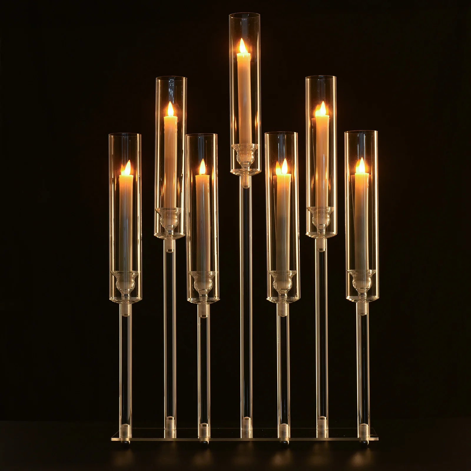 4pcs 7-Arm Acrylic Candlestick Clear Candelabra 26.5 Inch Tall for Wedding Birthday Party Living Room Decor