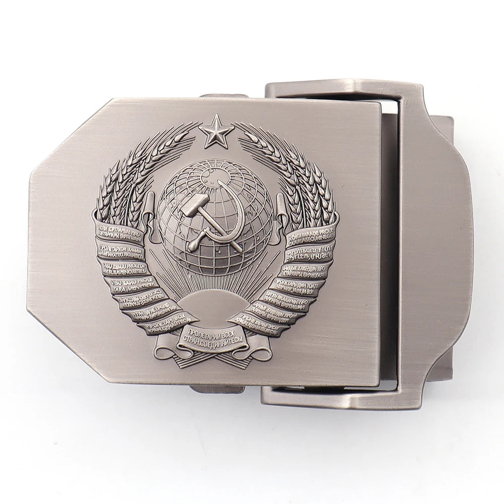 Mens Canvas Outdoor Tactical Army Belt 3D Soviet National Emblem Metal Buckle Unisex Jeans Belt for Men Military Training Belts