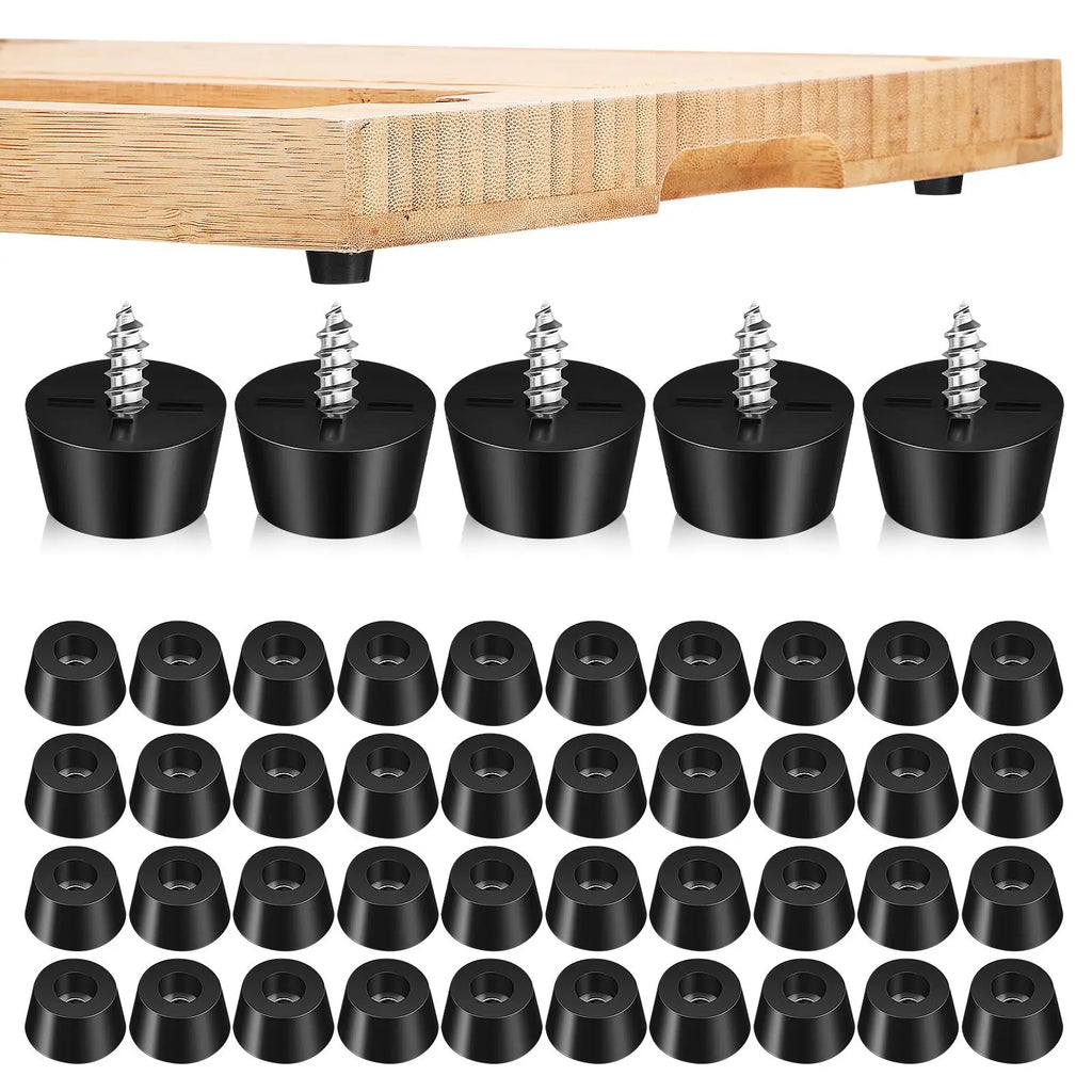 120 Sets Furniture Leg Pads for Hardwood Floors Rubber Feet Antislip Delicatessen Black