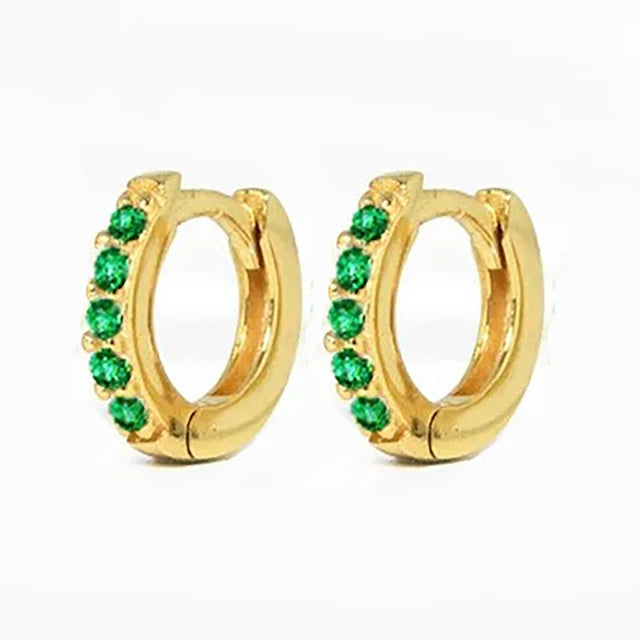 2pcs Stainless Steel Minimal Hoops Earrings for Women 5mm 6mm 7mm 8mm 9mm Huggie hoops mini Multicolored Rainbow CZ Earring