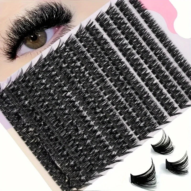 DIY Clustered False Eyelashes, 14 Rows of Mink Fur Imitation Real and Fake Eyelashes, D-Roll 9-16mm Mixed Natural Eyelash Extens