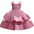 Toddler Girl Tulle Bow Dress Baby Elegant Princess Baptism Wedding Tutu Dresses Kids Prom Children Formal Party Clothes 3 8 Year