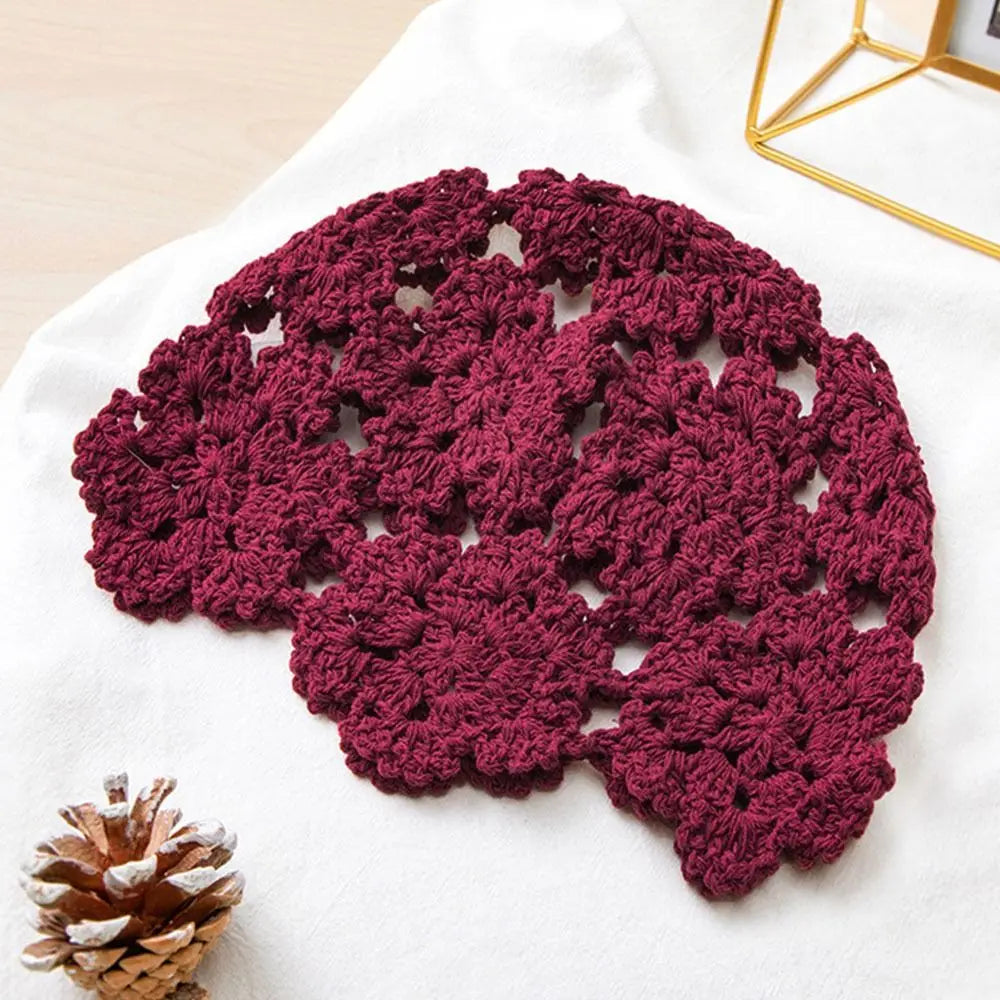 Breathable Hollowed Out Knitted Hat Flowers Casual Beret Cap Summer Fashion Flowers Breathable Cotton Skullies Sun Visor Women