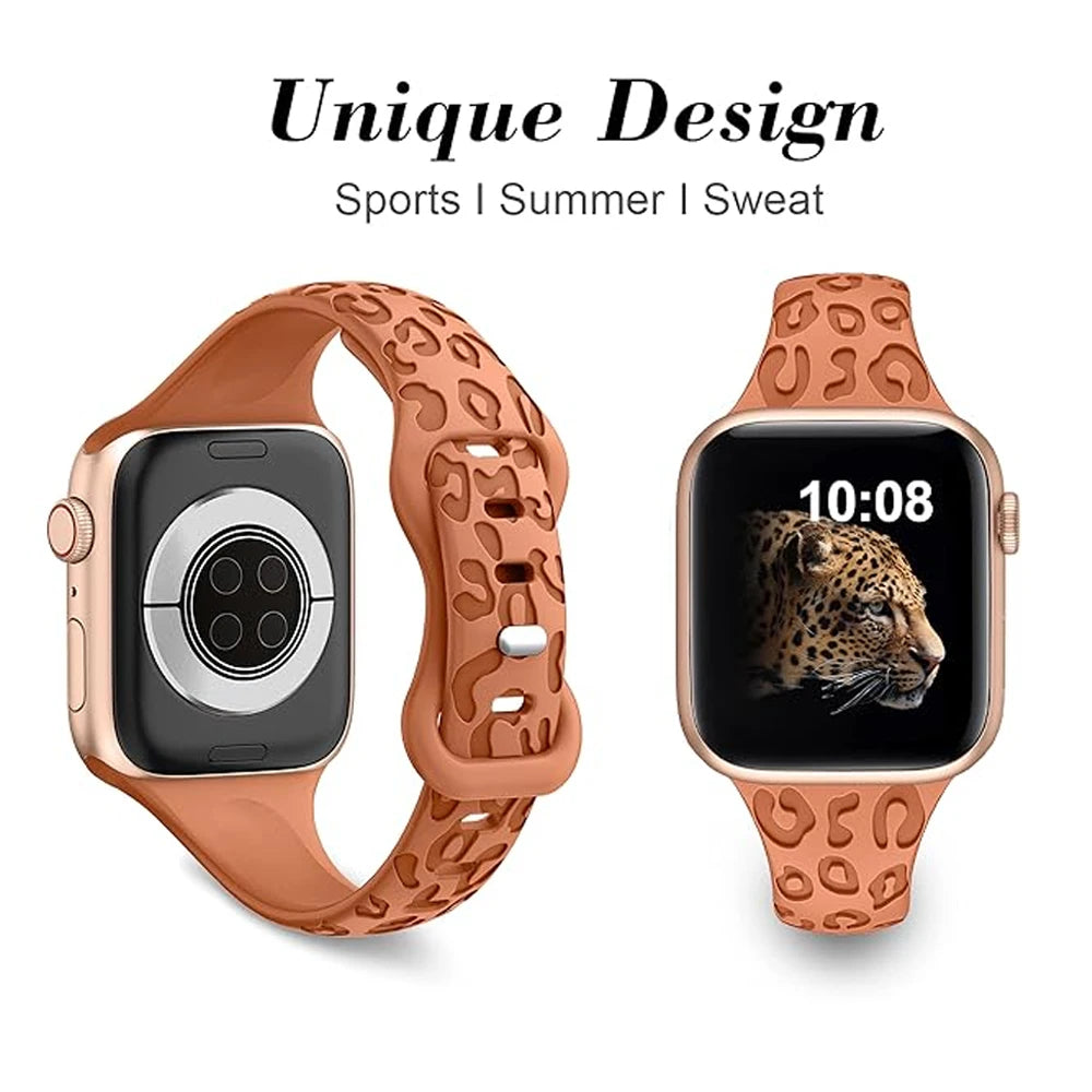 Slim Strap For Apple Watch Band 40mm 41mm 42mm 38mm 46 44mm 45mm Engraved Silicone bracelet Correa Series 11 10 8 7 6 9 5 4 3 SE