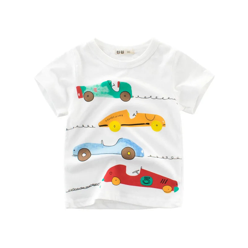 OLEKID 2025 Summer Children Boys Clothing Printed Cartoon Boys T-Shirts 2-8 Years Kids Baby Boy Tops Short Sleeve Toddler Tees