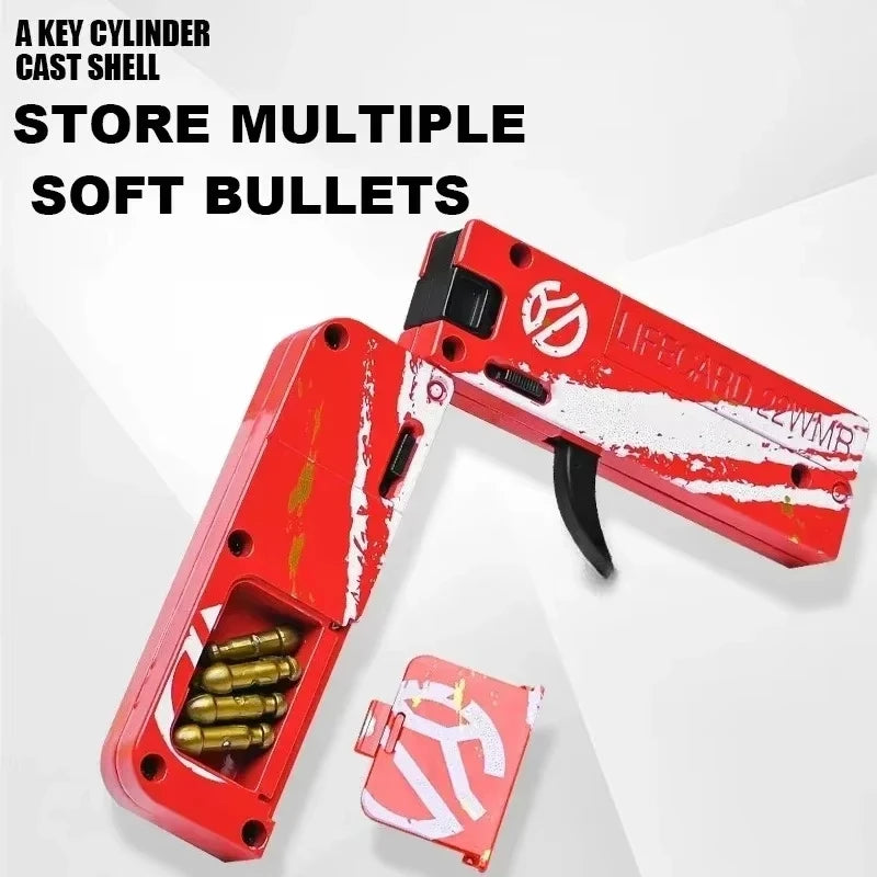 New Upgraded Lifecard Metal Folding Toy Gun With Soft Bullets Alloy Pistol Shooting Model for Kids for Adults