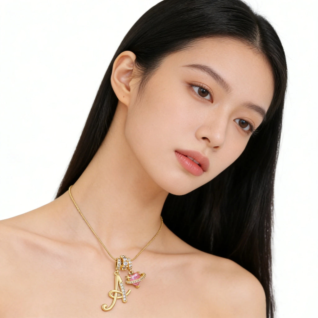 Fashion 26 English Letter Necklace for Women Sweet Girl Light Luxury High-End Stainless Steel Accessory Birthday Gift
