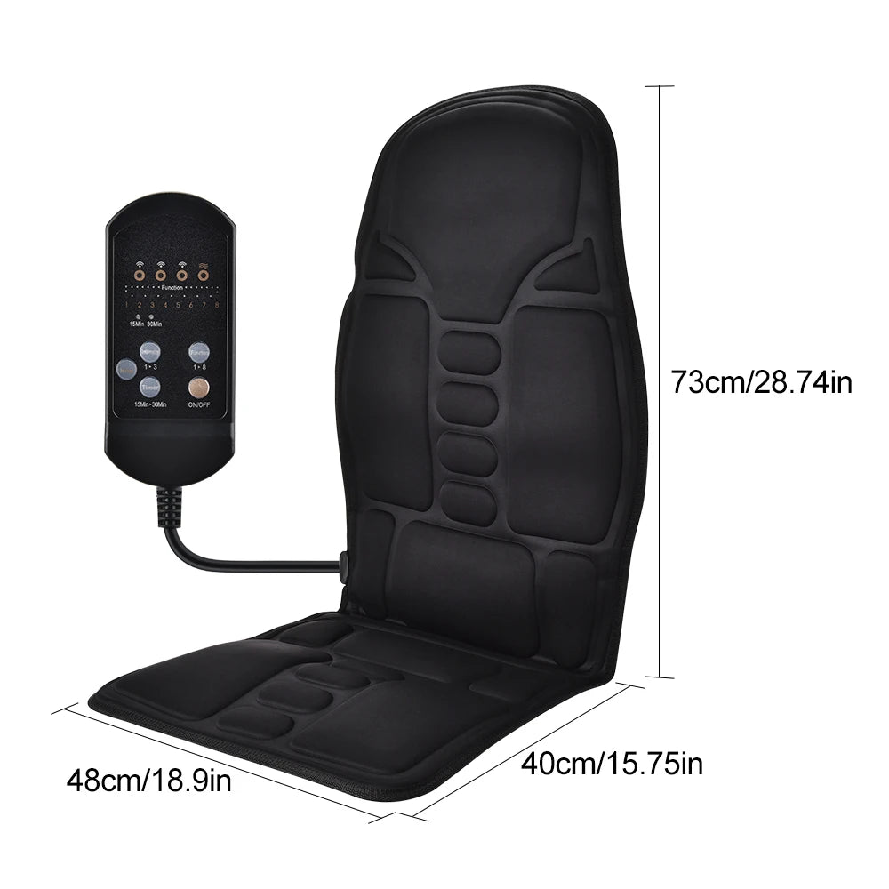 Electric Heating Back Waist Massager for Car Chair Office Lumbar Neck Pain Relief Vibration Cushion Shoulder Back Massage Mat