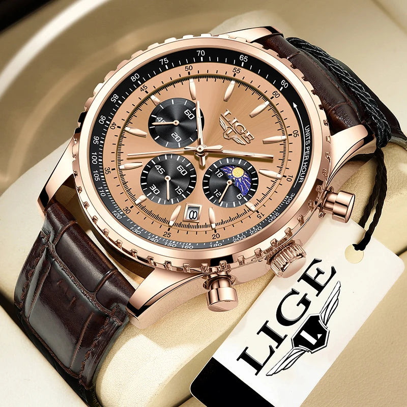 LIGE Fashion Top Brand Luxury Men Watch Casual Business Watch Men Sports Waterproof Quartz chronograph Wrist Watches For Men