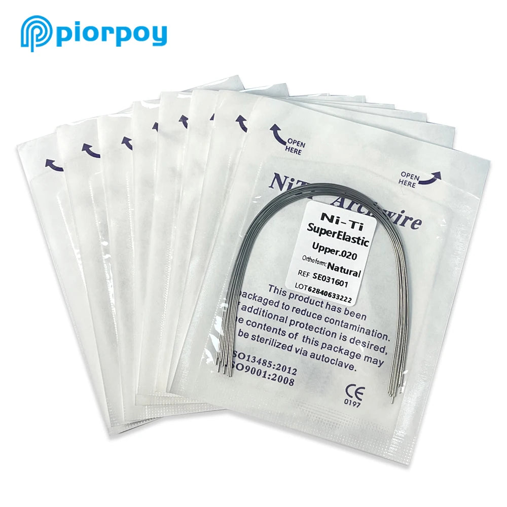 PIORPOY Dental Orthodontic Arch Wires 10 Pcs Natural Form Super Elastic Round Rectangular Arch Wires Form Upper Lower Archwire