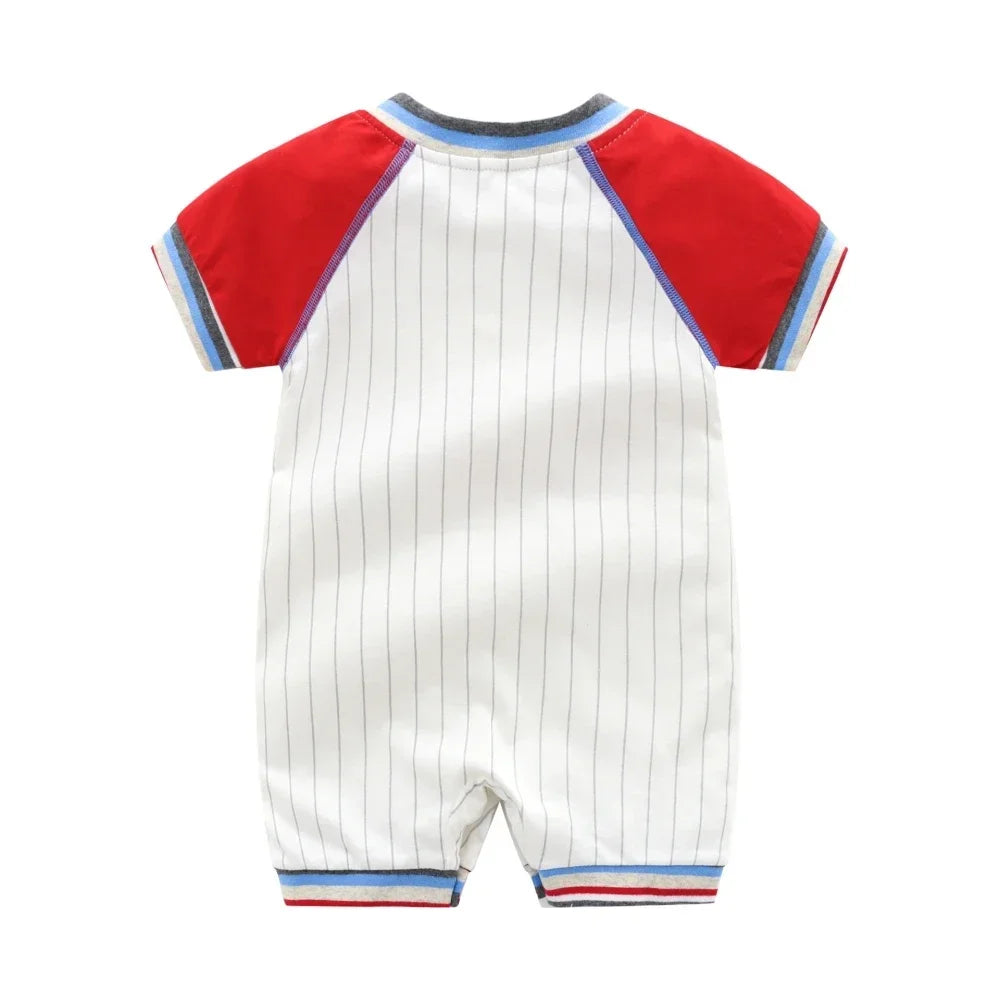 Summer Comfortable Baby Boy Jumpsuits 0 to 18 Months Rompers Boys Clothes Cotton Short Sleeve Bodysuit Sports Onesie Overalls
