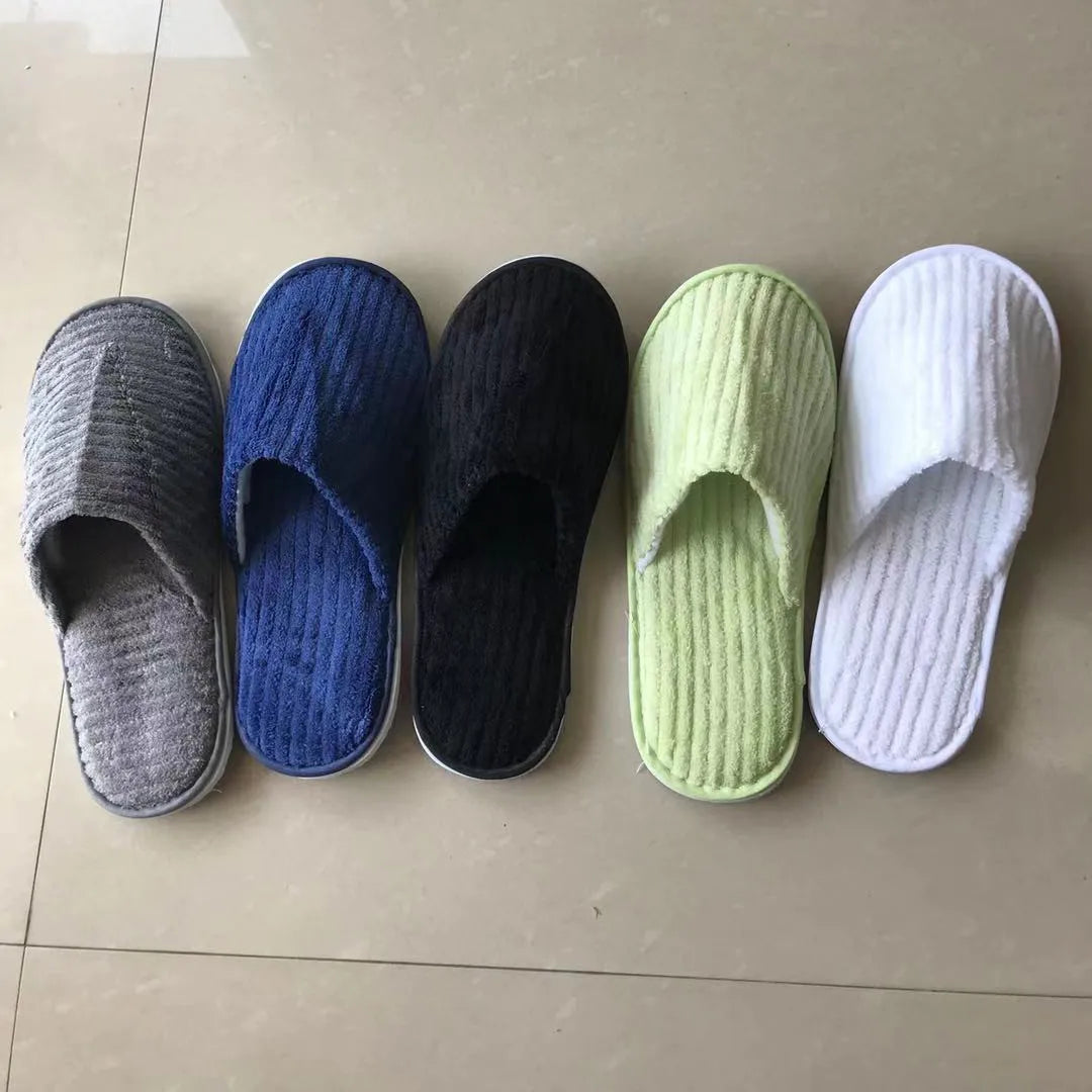 5 Pairs Winter Slippers Men Women  Hotel Disposable Slides Home Travel Sandals Hospitality Footwear One Size on Sale