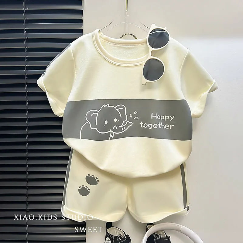Children's Sets Mother Kids Clothes Boys Girl T-shirt Shorts 2PCS Short Sleeve Baby Children Clothing Toddler Suit Suit Striped