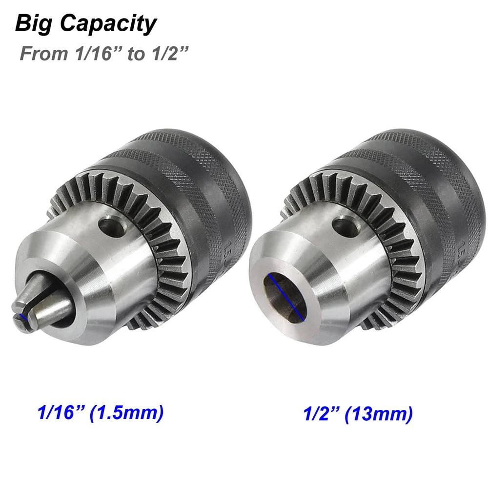 1.5-13mm Drill Chuck,1/2-20UNF Mount Impact Driver Bits Chuck Conversion Hex Shank/SDS-Plus Socket Square Adapter with Chuck Key