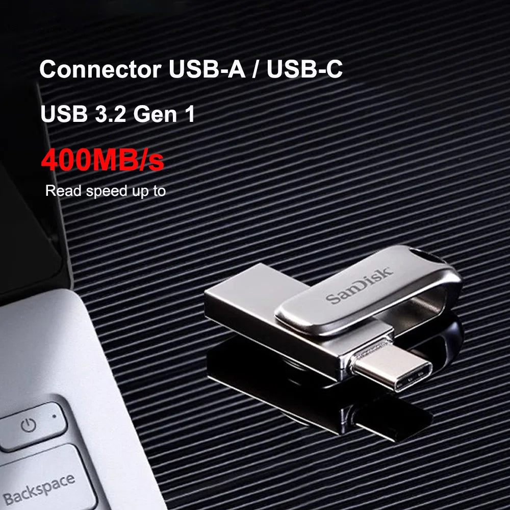SanDisk Ultra Dual Drive Luxe USB Type-c 32GB 64GB 128GB 256GB 512GB USB 3.2 Gen 1 Phone Metal Type C OTG Flash Drive  Pen Drive