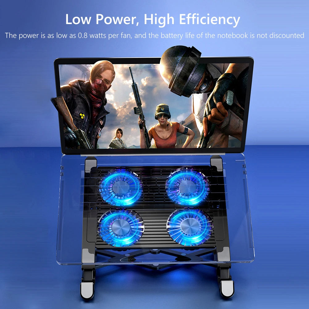 Laptop Cooling Fan with 2/4 Fans Silent Gaming Laptop Cooler Fan RGB 7 Height Portable Laptop Holder for 11-17.3 Inch Laptops
