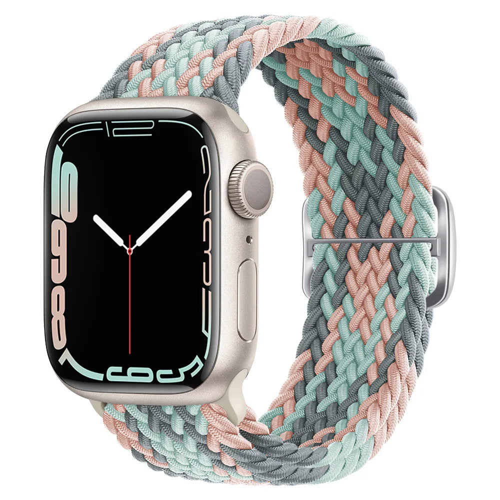 Braided Loop Strap For Apple Watch Ultra Band 49mm 44 45mm 42mm 41mm Nylon Elastic Belt Bracelet iWatch Series 9 8 7 6 5 4 SE 3