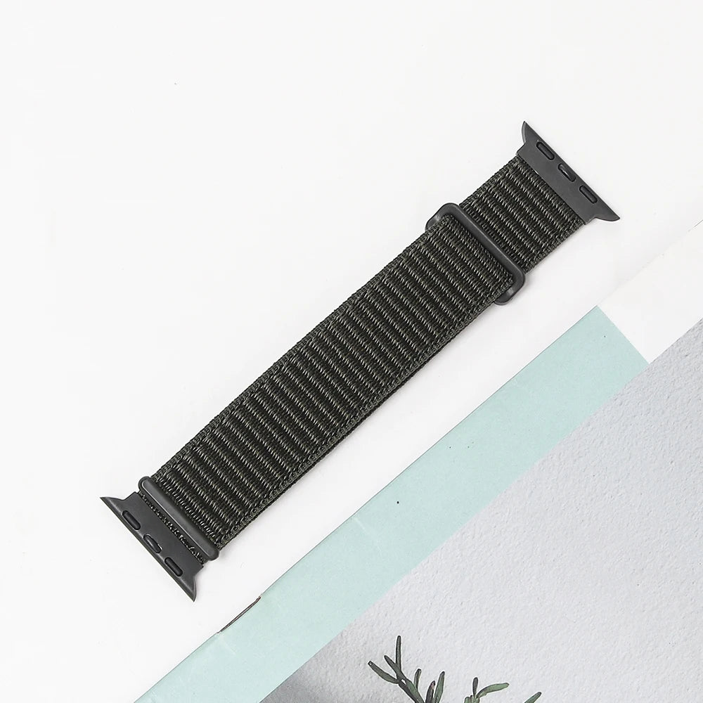 Nylon Strap For Apple Watch Band Ultra 2 49mm 45mm 41mm 44mm 42mm 38mm Adjustable Elastic Bracelet For iWatch Series 9 8 7 6 5 4