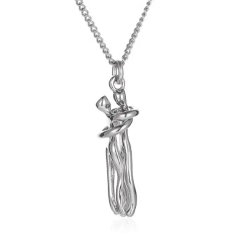Hip Hop Enbrace Couple Pendant For Women Men Punk Lovers Hug Necklace Promise Jewelry Party Gifts New Fashion