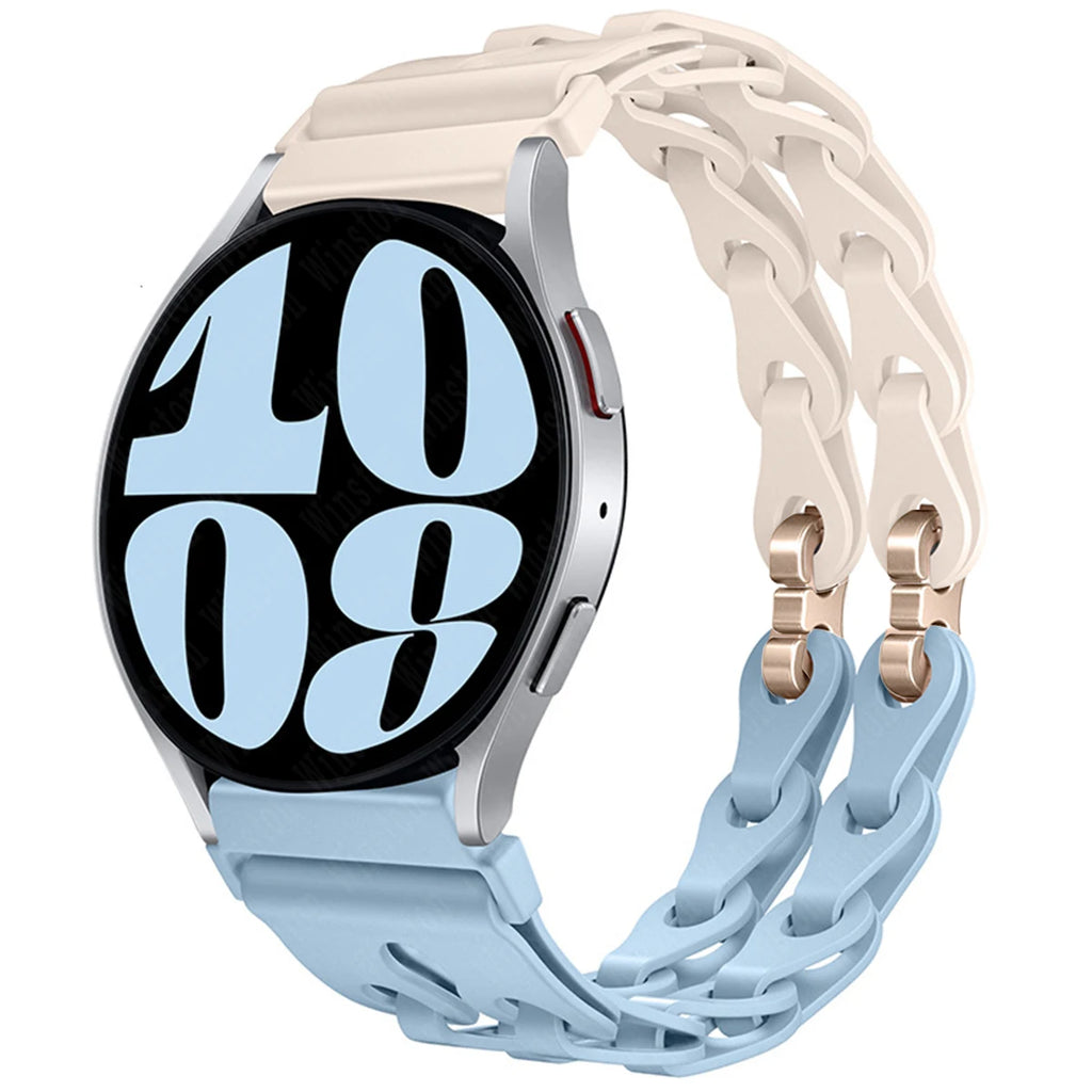 22mm 20mm Chain Strap for Samsung Galaxy Watch 7 6 5 4 6Classic Silicone Band for Huawei GT4 3Pro for Amazfit GTR 4/GTS Bracelet