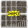 240-Piece Self-Tapping Wood Screw Set Box 8 Sizes M2 Flat Metal Screws Classification Kit for Home Improvement