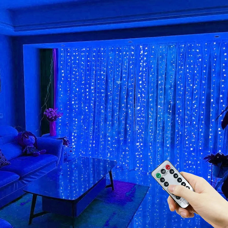 8 Modes LED Curtain Fairy Light USB Plug Wedding Garland Valentine's Day Ramadan EID Mubarak Decoration for Home Curtain Lights