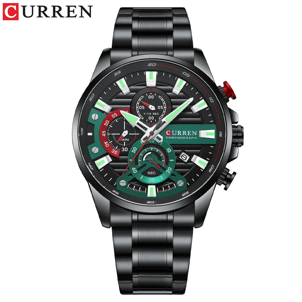 Gurren 8415 Men's Minimalist Six-hand Quartz Watch, Water-resistant Calendar Business Wristwatch