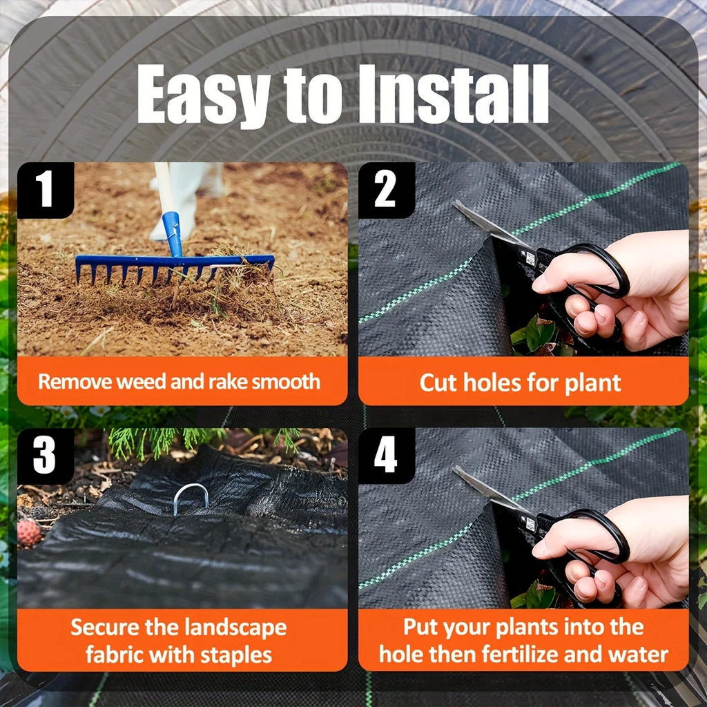 Heavy-duty weed control fabric, landscaping geotextile, durable and wear-resistant ground cover mat, yard and driveway weed barr