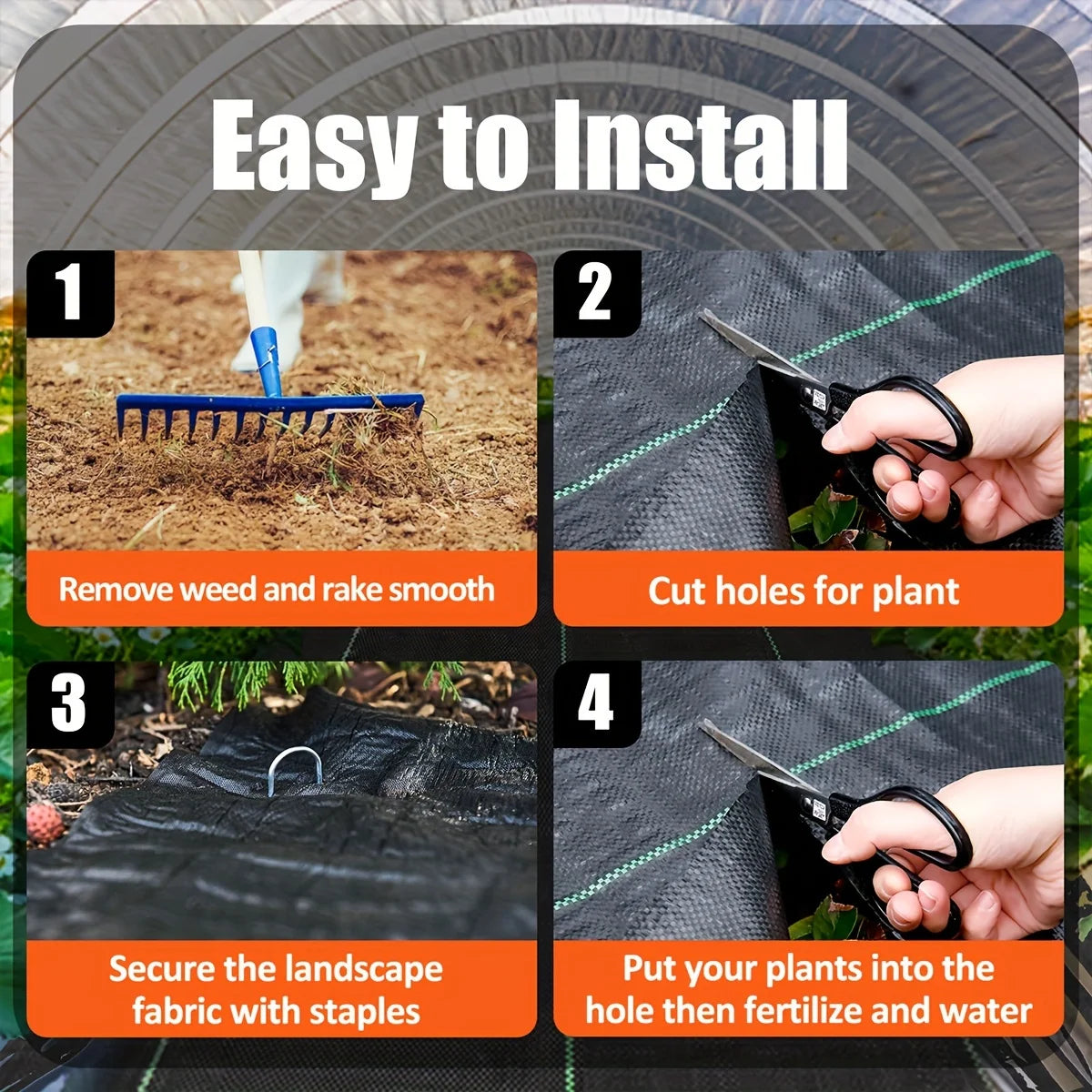 Heavy-duty weed control fabric, landscaping geotextile, durable and wear-resistant ground cover mat, yard and driveway weed barr
