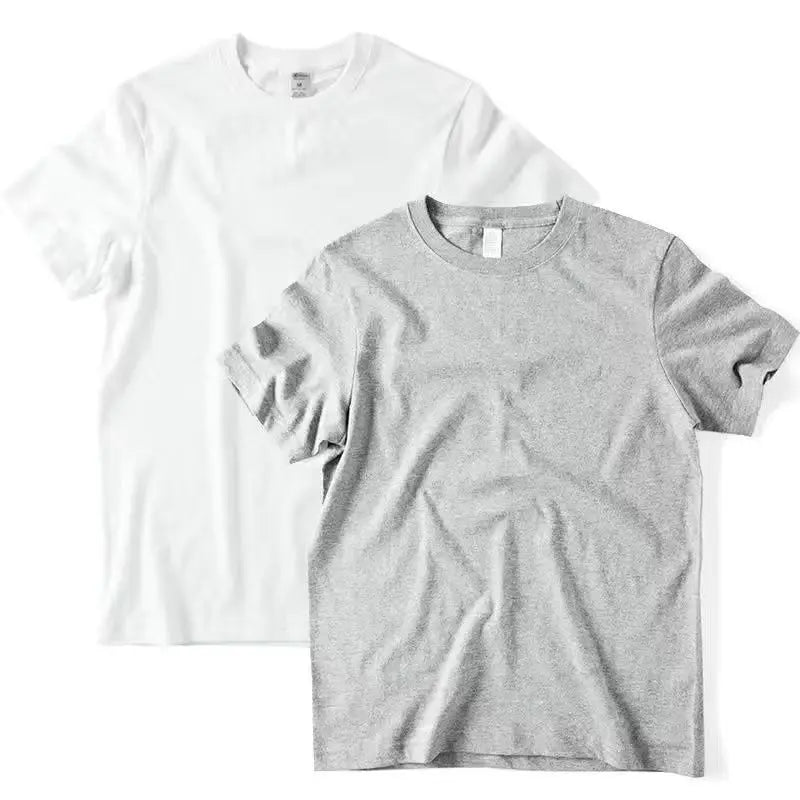 2pcs Solid Color T-shirt 100% Cotton Men Women White O-Neck Loose Short-sleeved Basic Models All-match T-shirt Couple Tops Black