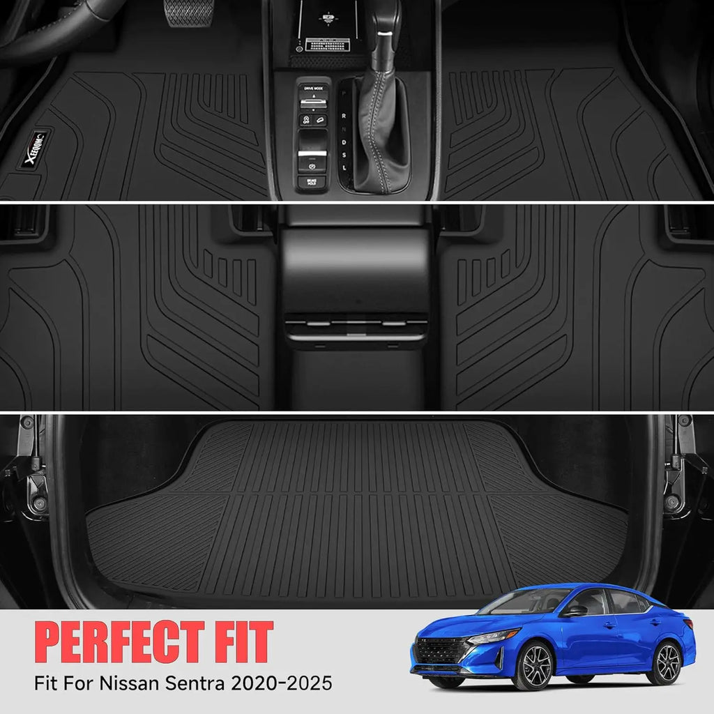 All Weather Floor Mats for 2020-2025 Nissan Sentra with Cargo Liner TPE Protection Full Set Trunk Mat