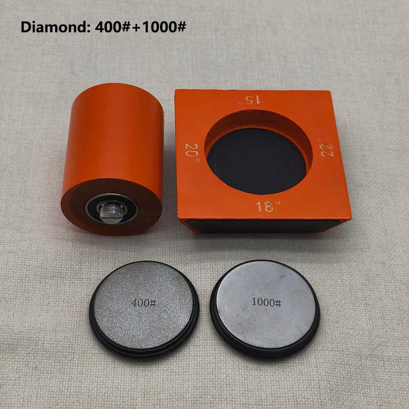 4-Angle Rolling Knife Sharpener 15/18/20/22° Roller Sharpeners Magnet Wooden Base Diamond Grinder Set Woodwork Sharpening System