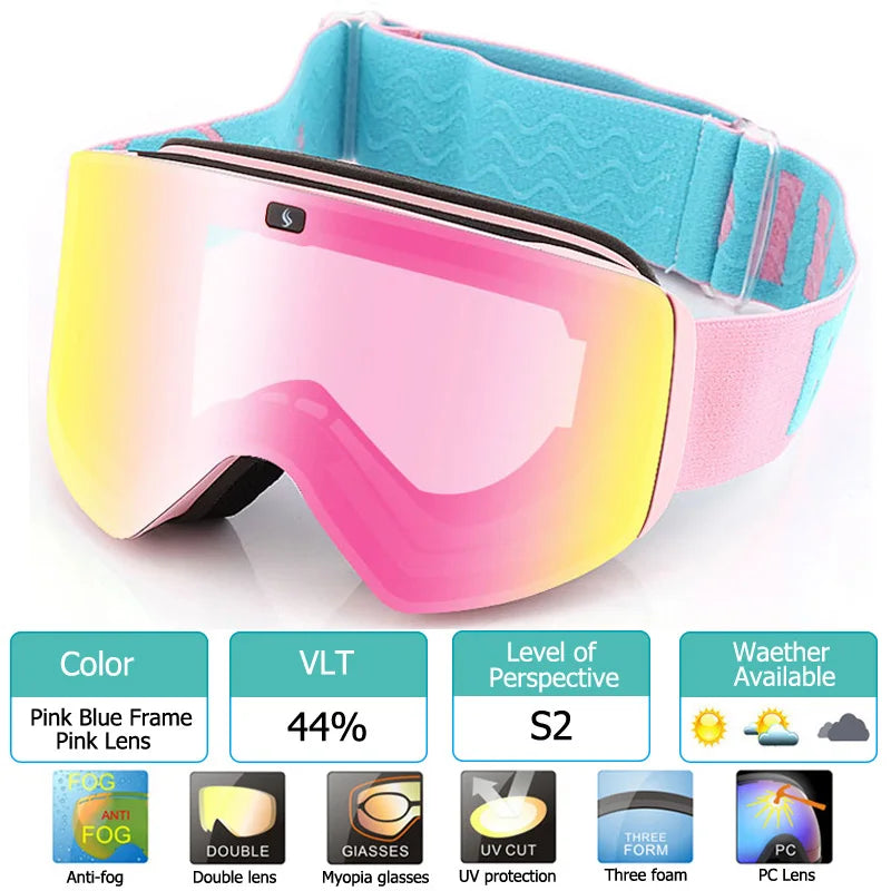 New UV400 Double Layer Magnetic Ski Goggles Polarized Lens Skiing Anti-fog Snowboard Goggles Men Women Ski Glasses Eyewear