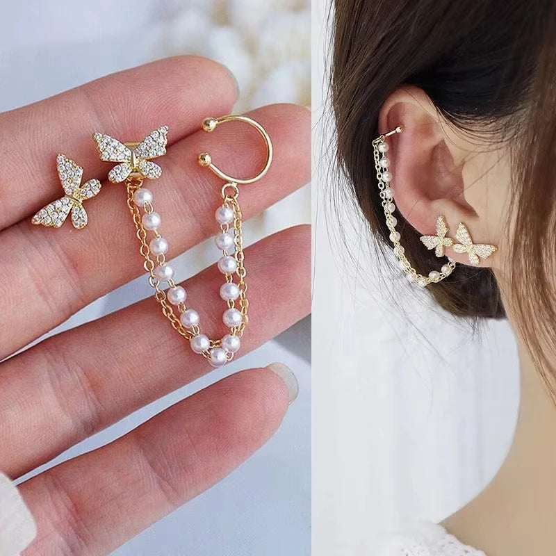6 Pairs Korean Fashion Metal Start Heart Circle Small Earrings For Women Trend Black Heart Enamel Earrings Sweet Jewelry