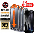 5Pcs 8K Dust Free Install Privacy Tempered Glass For iPhone 18 17 16 15 14 13 11 12 11 Pro Max XR XS Anti-spy Screen Protector
