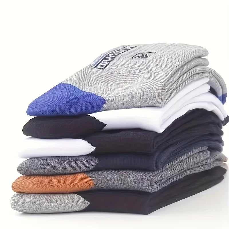 5 Pairs Men's Comfortable Breathable Crew Socks Soft Warm Elastic Sports Socks for Spring Autumn Winter Daily Casual Wear