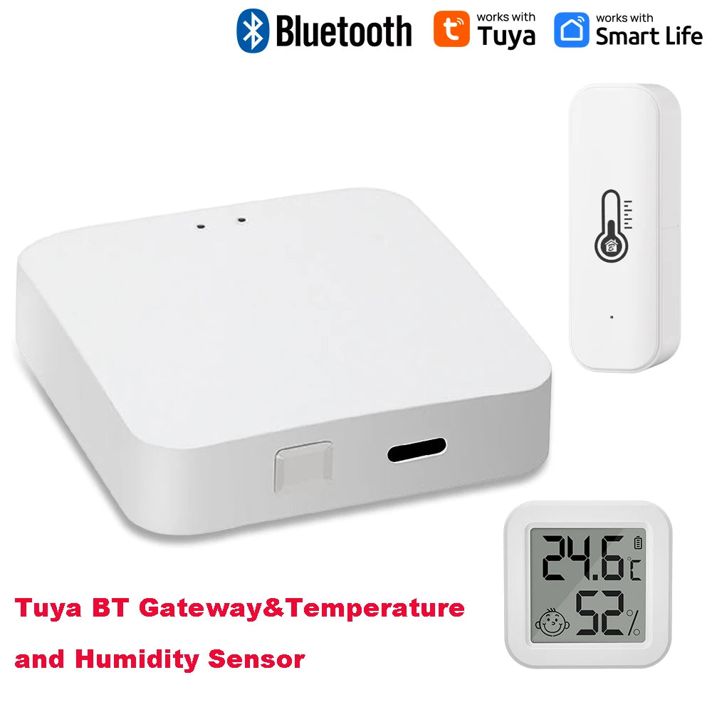 Tuya Bluetooth Gateway Hub or Bluetooth Temperature&Humidity Sensor with APP Remote Control Thermometer Hygrometer Sensor Home
