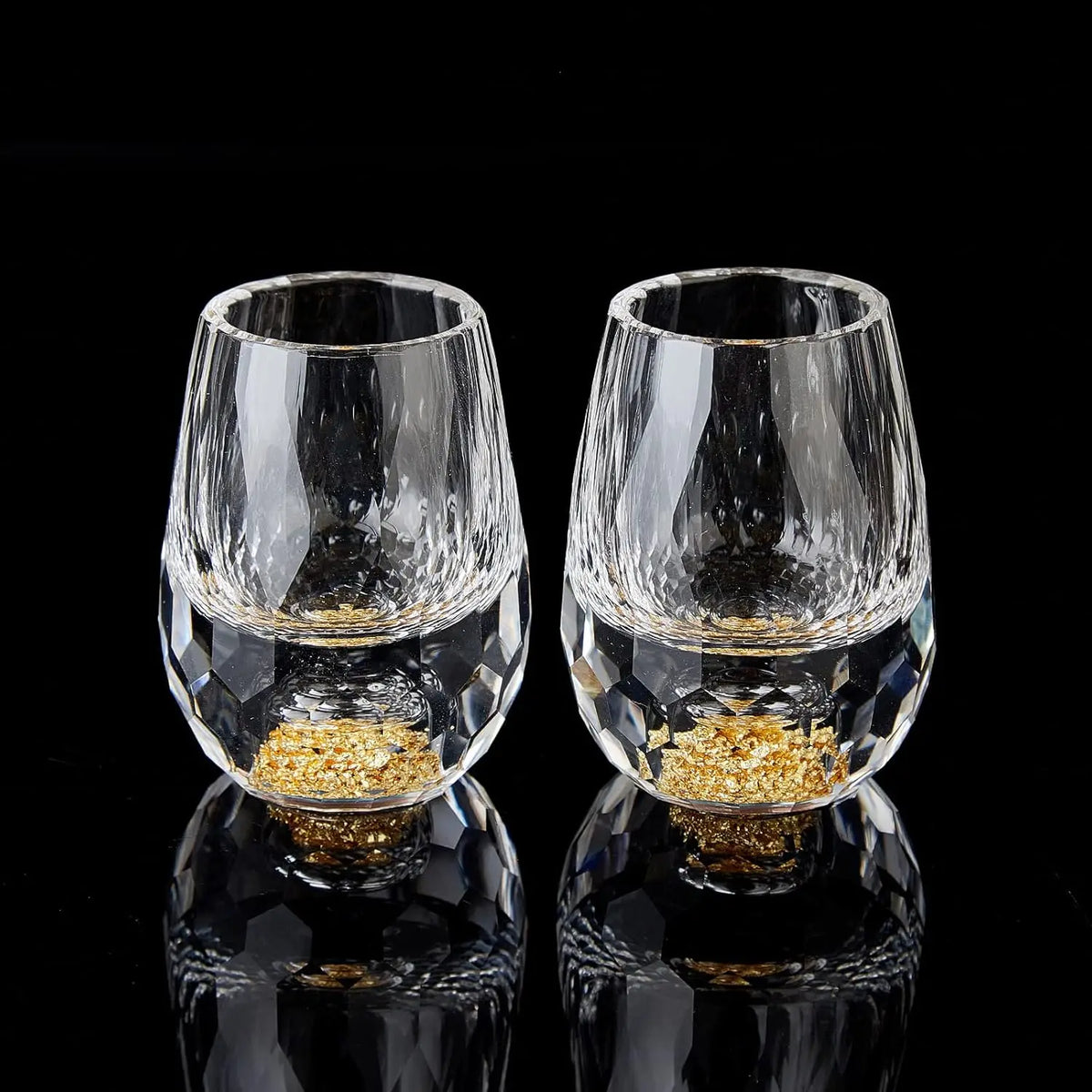 1/2/6pcs 15ML Gold Foil Crystal Wine Glass Luxury Whiskey Glass BPA Free Suitable for Decoration Collection and Celebration