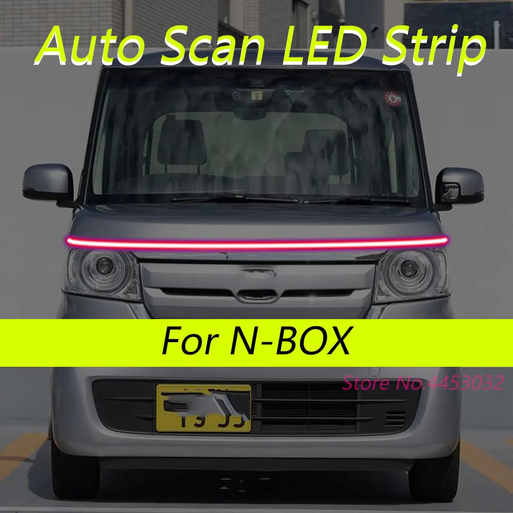 DRL Auto Scan Starting LED Strips For Honda N-BOX 2011-2025 Car Hood Light Flexible Headlights Welcome Light 59 Inch