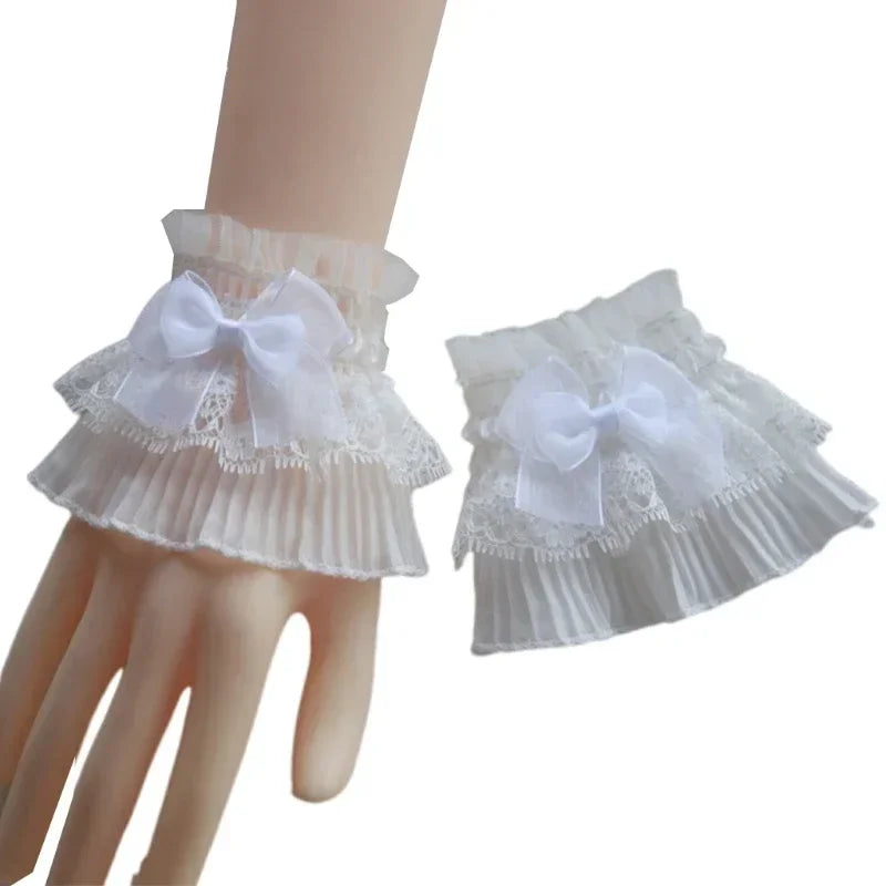 Ruffle Lace False Sleeve Sweater Lace Sleeves Detachable Wrist Cuffs Decor Steampunk Mesh Lace Horn Cuffs