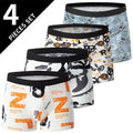 4 Pieces European and American Size MEN'S FASHION Printed Boxer Underwear Comfortable Swimming Trunks Oversized Underwear Shorts