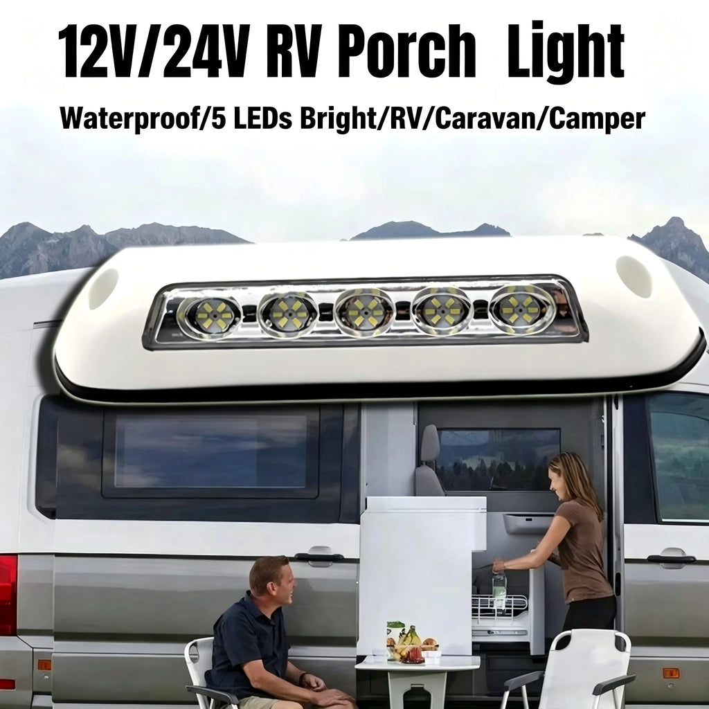 12V/24V Waterproof RV Awning Light, LED Porch Lamp for Motorhome Caravan Camper Van Trailer, Outdoor Exterior Wall Light for Cam