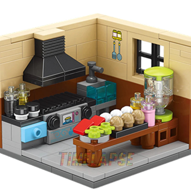 DIY Architecture Store Street View Food House Building Blocks Kit Girls Bricks Classic Movie Model Toys