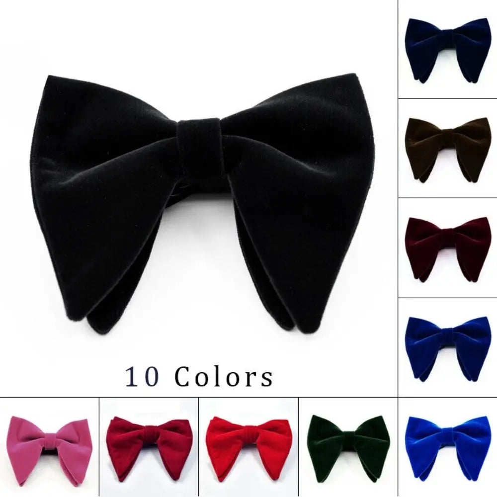 High Quality Oversized Bow Tie Solid Color Bowtie Adjustable Necktie Velvet Men Big Bow Tie Wedding Party Tuxedo