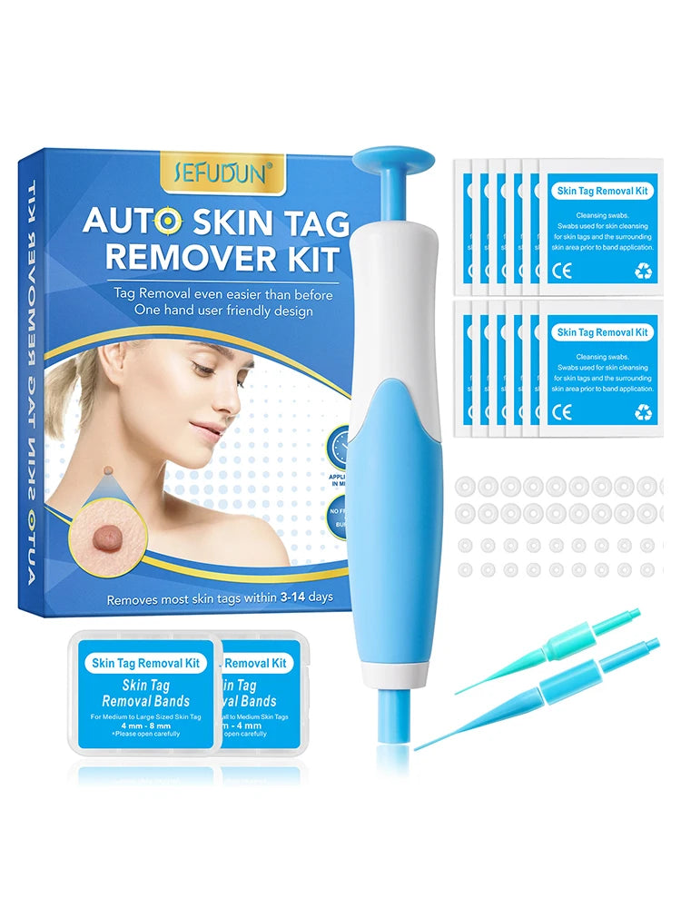 Skin Tag Removal Mole Wart Removal Facial Mole Wart Microstrip Tag Removal Kit Automatic Mole Remover Tool with Cleansing Swabs